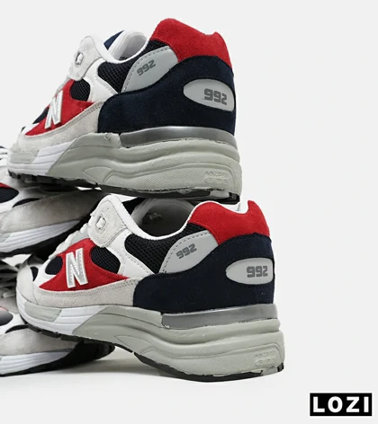 کفش کتانی سفید طوسی قرمز Newbalance 992