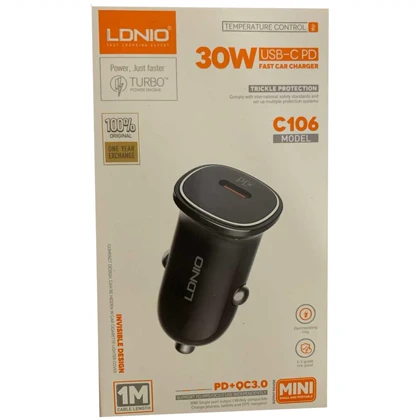 شارژر فندکی فست شارژ ماشین تایپ سی الدنیو C106