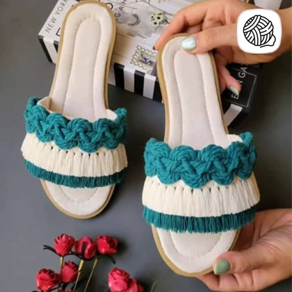 صندل زنانه مکرومه بافی مدل فخیمه