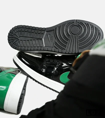 کفش کتانی ساق‌دار مردانه و زنانه مشکی سبز NIKE jordan 1 مدل 6965