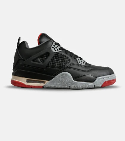 کتانی ساق‌دار زنانه و مردانه مشکی طوسی قرمز Nike air jordan 4 مدل 8041