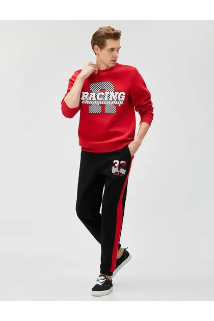 شلوار ورزشی Jogger مسابقه ای با طرح دور کمر با جیب 3SAM40105MK