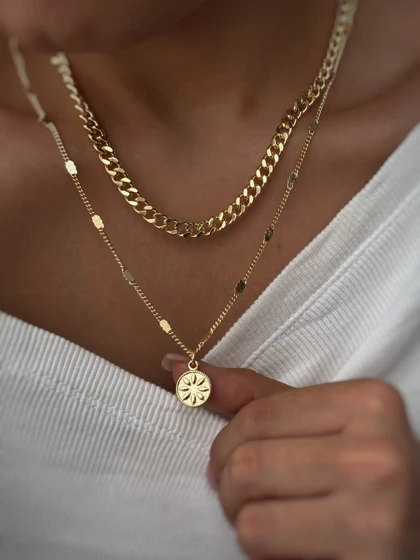 گردنبند 2 لاین طلایی