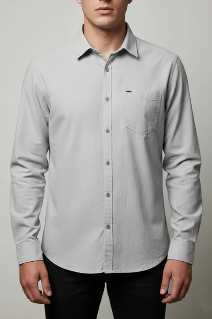 پیراهن مردانه طوسی آستین بلند نخ پنبه 519