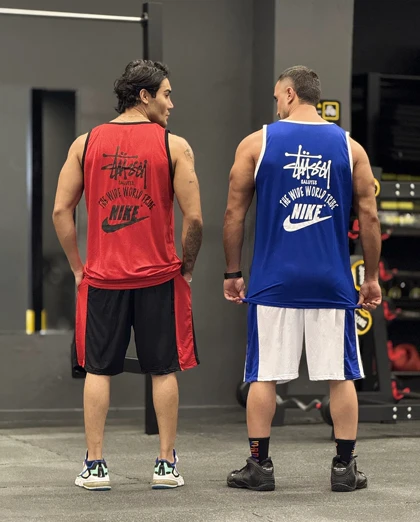 ست بسکتبالی نایک استاسی (Nike Air x Stussy) پارچه فلامنت آجری (8 رنگ)