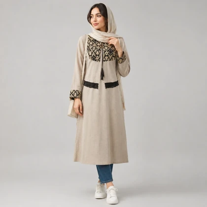 مانتو زنانه کت و سارافون ترمه کد 268