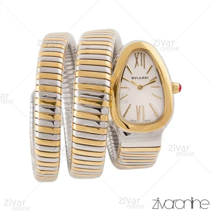 ساعت بولگاری زنانه مدل ماری دورنگ طلایی صفحه سفید 103977