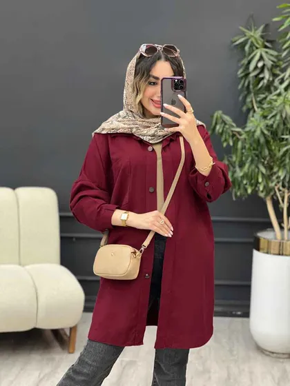 مانتو کتان دو جیب پرناز