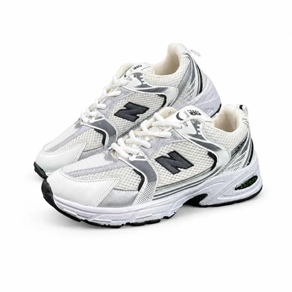 کفش کتانی مردانه مدل نیوبالانس530 سفید نقره ای New BALANCE530