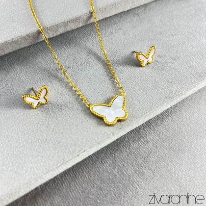 نیم ست پروانه نگین صدفی 10187