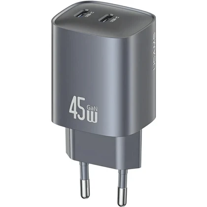شارژر دیواری فست دو پورت تایپ سی 45 وات یوسامز CC305 T66