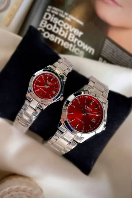 ساعت ست زنانه ومردانه کاسیوبنداستیل ونقره ای