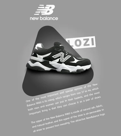 کفش کتانی مردانه و زنانه مشکی سفید NEW BALANCE 9060 مدل 2155