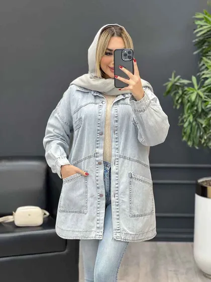 مانتو جین جیب کج