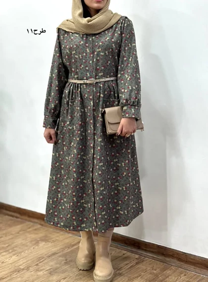 پیراهن مانتویی پاییزه طرحدار آیسو سانیا 1