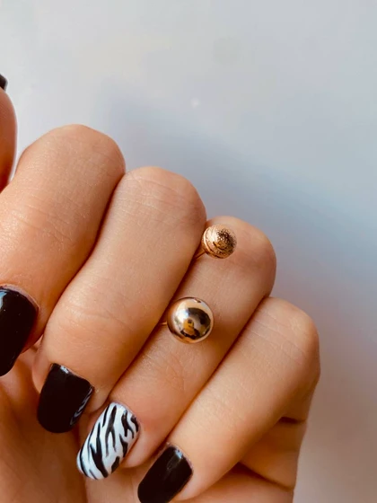 گوشواره توپی مات و دورنگ براق ژوپینگ