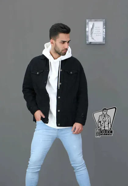 کت جین مشکی زاپ‌دار DENIM