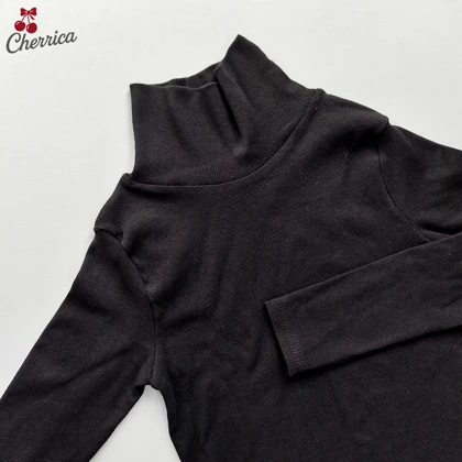 کراپ آستین بلند یقه اسکی مشکی