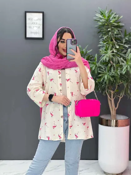 مانتوشومیزی طرحدار جلو دکمه