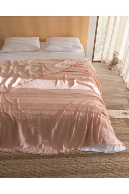 روتختی دو نفره پنبه‌ای Madame Coco مدل Auxence - صورتی پودری