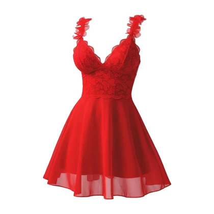 لباس خواب دامنی گل‌دار قرمز برند آناهل کد 9035