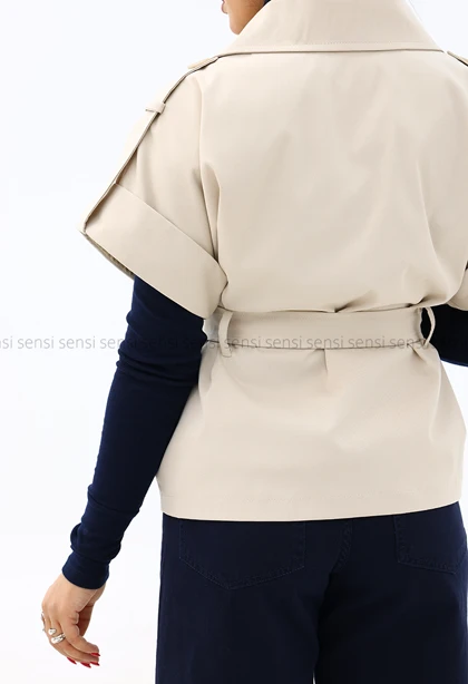 وست زنانه آستر دار کتان کج راه کد1006842