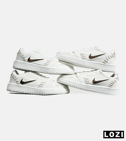 کفش کتانی مردانه و زنانه سفید NIKE jordan 1 low gold