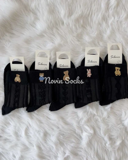 جوراب نیم ساق گلدوزی خرسی