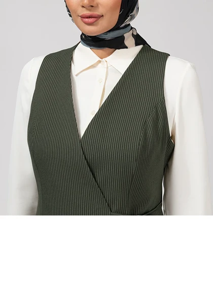 وست زنانه پارچه دیپلمات یقه چپ و راستی آستر دار 70100