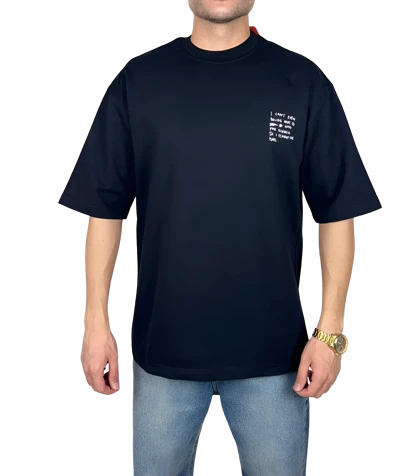 تیشرت آستین کوتاه مردانه مشکی طرح دار گرافیکی