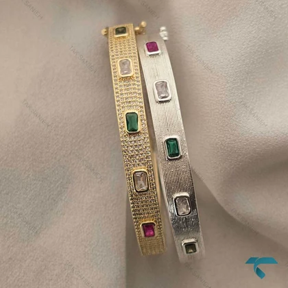 دستبند زنانه طلایی ونقره ایی نگین‌دار Bracelet-8459-L