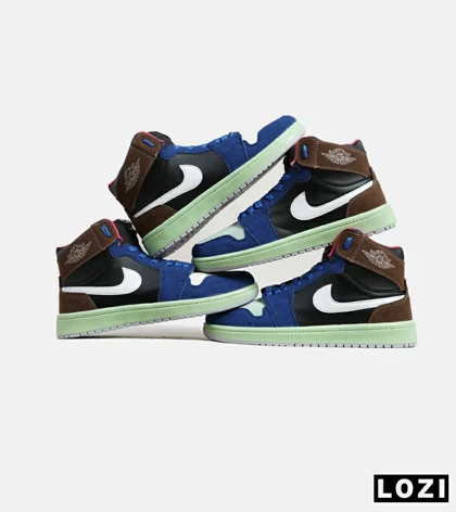 کفش کتانی مردانه و زنانه ساق‌دار مشکی آبی قهوه ای NIKE jordan 1 مدل 6218