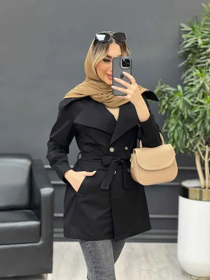 مانتو کمردار دو جیب