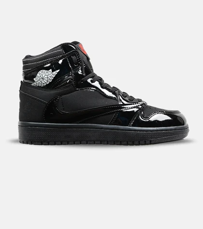 کفش کتانی ساق‌دار مردانه مشکی ورنی NIKE travis scott