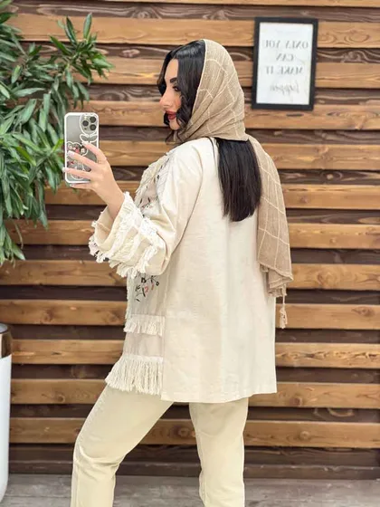 مانتو گلدوزی ریش دار