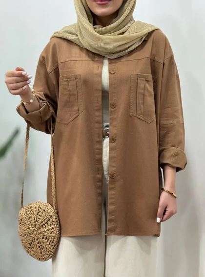 مانتو کتان کاغذی هونیا