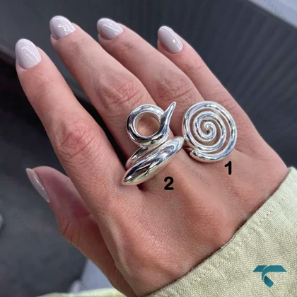 انگشتر نقره ایی طرح مارپیچ Ring-8915-L