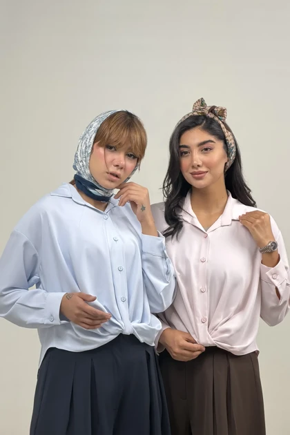 شومیز حریر ژاکلین جلو گره‌ای