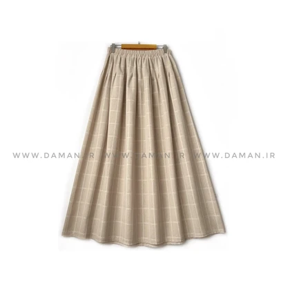 دامن لینن طرحدار قد 90 کد (L502)