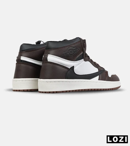 کفش کتانی ساق‌دار مردانه و زنانه قهوه ای سفید NIKE travis scott مدل 8791