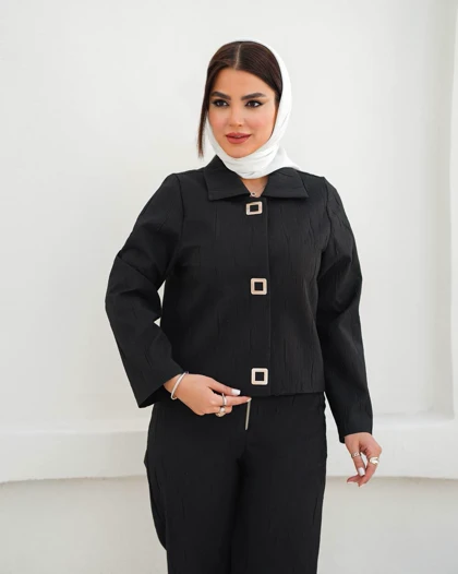 کراپ شلوار ژاکارد چروک