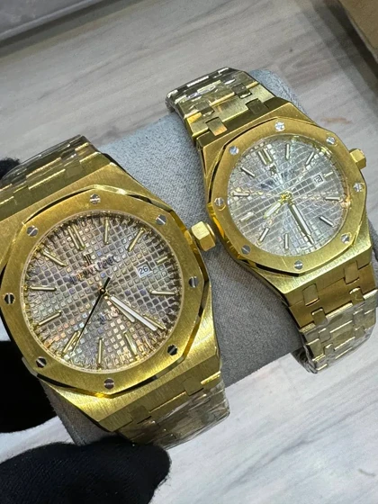 ساعتAP طلایی صفحه سفید مردانه