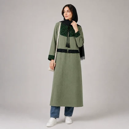 مانتو زنانه کت و سارافون ترمه کد 268
