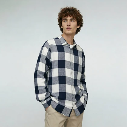 پیراهن آستین بلند چهارخونه ZARA