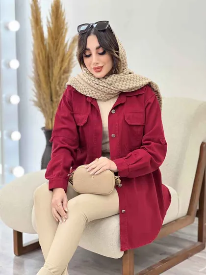 مانتو جیب پیله آستین برش‌دار