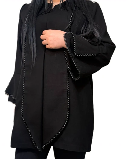 مانتو مشکی مرواریدی