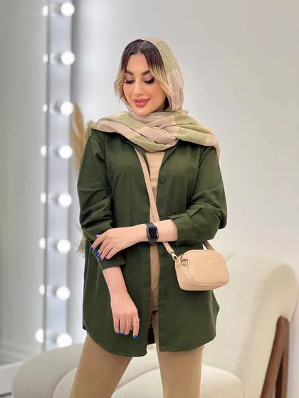 مانتو کتان دو جیب پرند