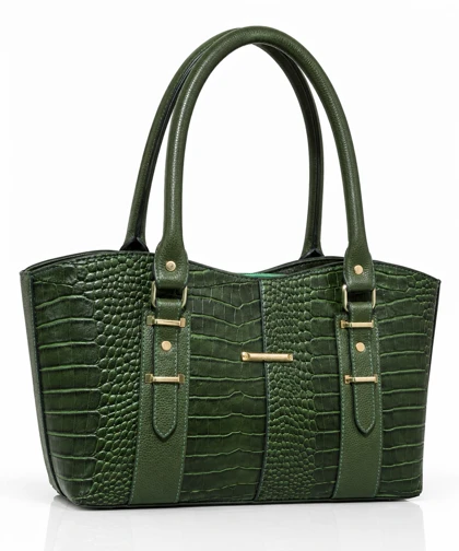 کیف زنانه سبز چرم طبیعی گاوی مدل zara
