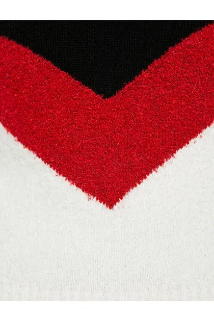 ژاکت نیمه یقه اسکی بافتنی رنگ بلوکی ST00003719