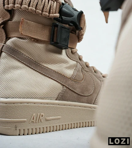 کفش کتانی ساق‌دار مردانه قهوه ای NIKE AIRFORCE AF1
